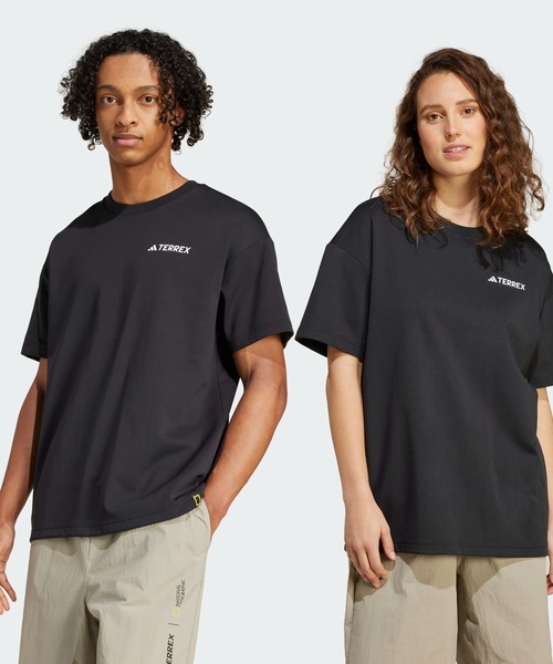 ナショナル ジオグラフィック　ワンポイント ロゴ 半袖 Tシャツ　グレー　M アディダス ナショナル ジオグラフィック UF AEROREADY