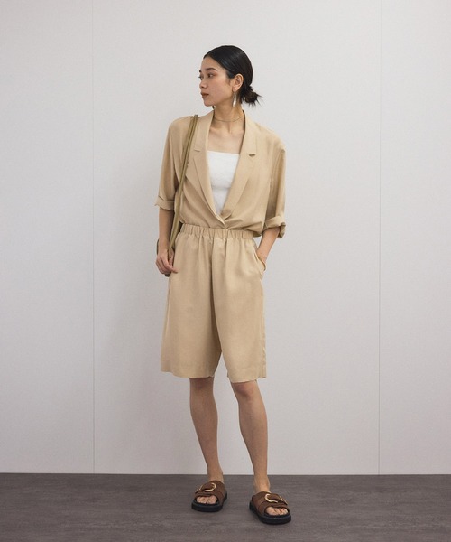 SALON adam et rope'（サロン アダム エ ロペ）の「[25SS]GENTLE SILK ハーフスリーブジャケット【セットアップ対応・洗える】（シャツ/ブラウス・レディース・ブラック/ブルー/ベージュ・FREE）」の16枚目の写真