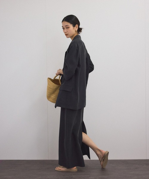 SALON adam et rope'（サロン アダム エ ロペ）の「[25SS]GENTLE SILK ハーフスリーブジャケット【セットアップ対応・洗える】（シャツ/ブラウス・レディース・ブラック/ブルー/ベージュ・FREE）」の12枚目の写真