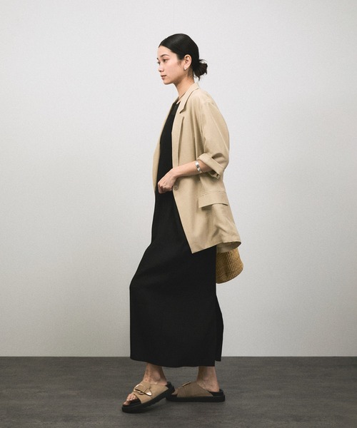 SALON adam et rope'（サロン アダム エ ロペ）の「[25SS]GENTLE SILK ハーフスリーブジャケット【セットアップ対応・洗える】（シャツ/ブラウス・レディース・ブラック/ブルー/ベージュ・FREE）」の9枚目の写真