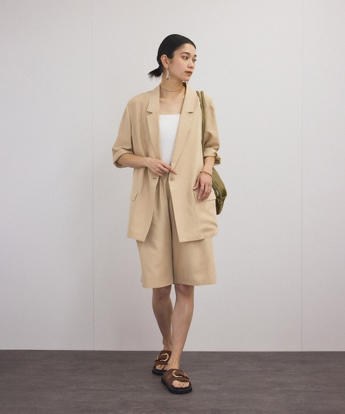 SALON adam et rope'（サロン アダム エ ロペ）の「[25SS]GENTLE SILK ハーフスリーブジャケット【セットアップ対応・洗える】（シャツ/ブラウス・レディース・ブラック/ブルー/ベージュ・FREE）」の10枚目の写真