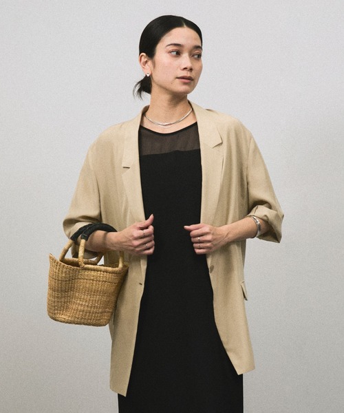 SALON adam et rope'（サロン アダム エ ロペ）の「[25SS]GENTLE SILK ハーフスリーブジャケット【セットアップ対応・洗える】（シャツ/ブラウス・レディース・ブラック/ブルー/ベージュ・FREE）」の19枚目の写真