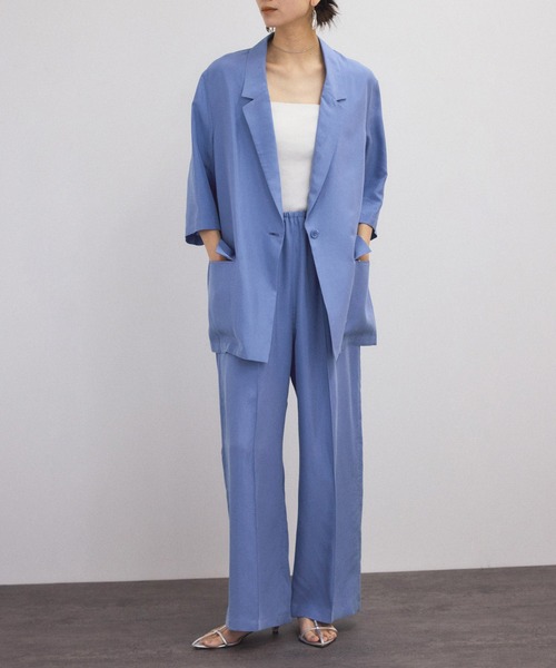 SALON adam et rope'（サロン アダム エ ロペ）の「[25SS]GENTLE SILK ハーフスリーブジャケット【セットアップ対応・洗える】（シャツ/ブラウス・レディース・ブラック/ブルー/ベージュ・FREE）」の22枚目の写真