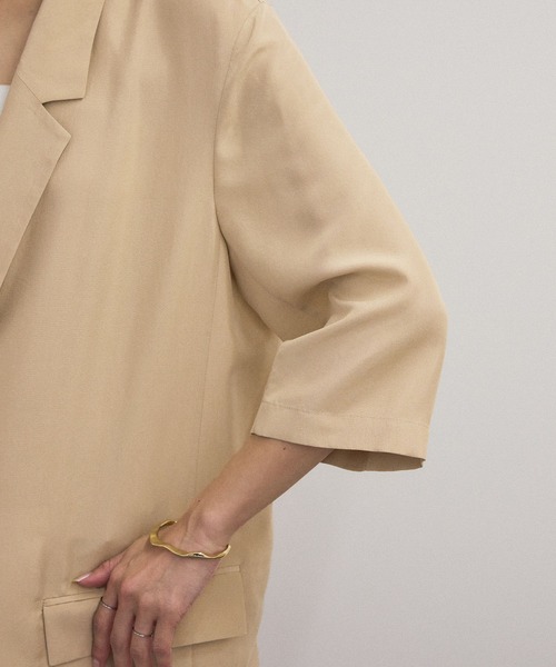 ブラウス シャツ 「25SS」GENTLE SILK ハーフスリーブジャケット「セットアップ対応・洗える」 レディース SALON adam et rope' ブラウス シャツ 「25SS」GENTLE SILK