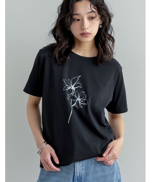 tシャツ ドローイングTシャツ レディース セール】[華奢見えが叶う][2025 SUMMER COLLECTION][UVカット