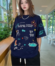 レトロ グラフィック オーバーサイズ 韓国 ストリート Tシャツ