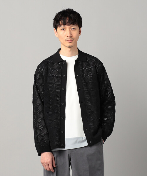 COMME CA MEN(コムサメン)の「メッシュ編み ポロカーディガン(カーディガン/ボレロ・メンズ・ブラック・L/M)」の4枚目の写真