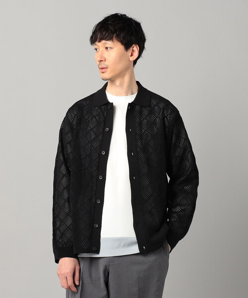 COMME CA MEN(コムサメン)の「メッシュ編み ポロカーディガン(カーディガン/ボレロ・メンズ・ブラック・L/M)」の5枚目の写真
