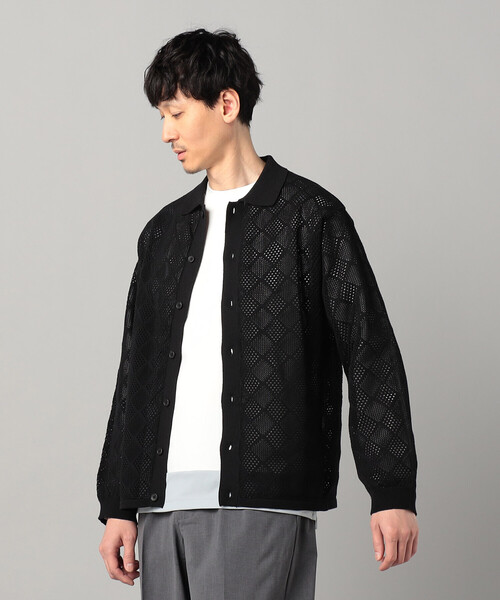 COMME CA MEN(コムサメン)の「メッシュ編み ポロカーディガン(カーディガン/ボレロ・メンズ・ブラック・L/M)」の6枚目の写真