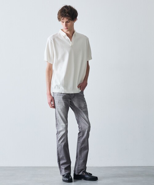5351 POUR LES HOMMES(ゴーサンゴーイチプールオム)の「【定番人気】セーターマシーン スキッパー ポロシャツ(Tシャツ/カットソー・メンズ・ホワイト/ブラック・50/48/46/44)」の12枚目の写真