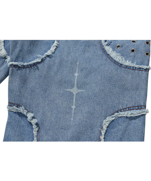 LIBERE（リベーレ）の「LIBERE リベーレ / DESTROYED CROSS DENIM PANTS リラックスフィットワイドストレートデニムパンツ / 251316-251317（デニムパンツ・メンズ・ブラック/ブルー・LARGE/SMALL/MEDIUM）」の14枚目の写真