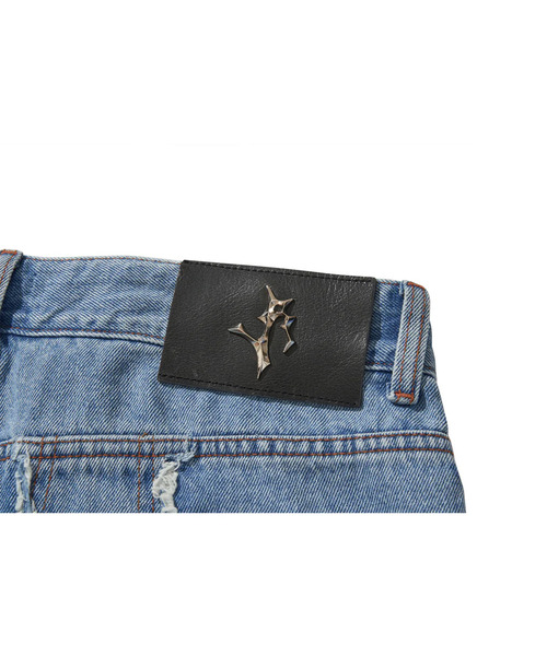 LIBERE（リベーレ）の「LIBERE リベーレ / DESTROYED CROSS DENIM PANTS リラックスフィットワイドストレートデニムパンツ / 251316-251317（デニムパンツ・メンズ・ブラック/ブルー・LARGE/SMALL/MEDIUM）」の12枚目の写真