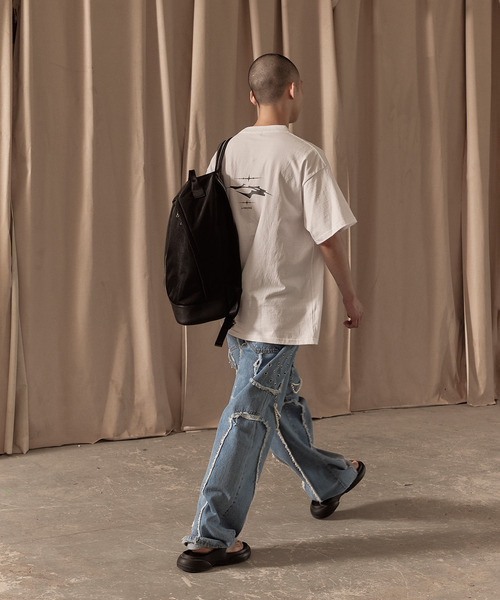 LIBERE（リベーレ）の「LIBERE リベーレ / DESTROYED CROSS DENIM PANTS リラックスフィットワイドストレートデニムパンツ / 251316-251317（デニムパンツ・メンズ・ブラック/ブルー・LARGE/SMALL/MEDIUM）」の5枚目の写真