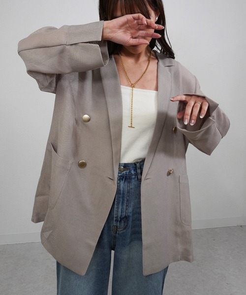 gossara(ゴサラ)の「【トレンド感たっぷり】シアータブルテーラードジャケット(テーラードジャケット・レディース・ブラック/ベージュ・FREE)」の12枚目の写真