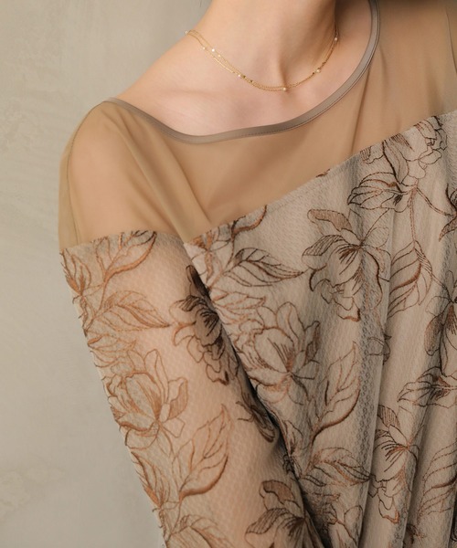 Kana（カナ）の「フラワー刺繍 袖リボン ドレス ワンピース パーティー ドレス 結婚式 お呼ばれ オケージョン（ドレス・レディース・イエロー/ライトグレー/ブラウン・M/S）」の16枚目の写真