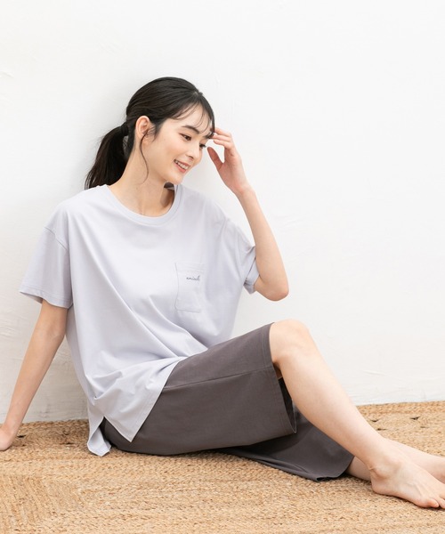 ハニさら・接触冷感・UVカット】ロゴ刺繍入りルームウェア