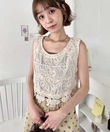 フラワーロープ刺繍ビスチェトップス