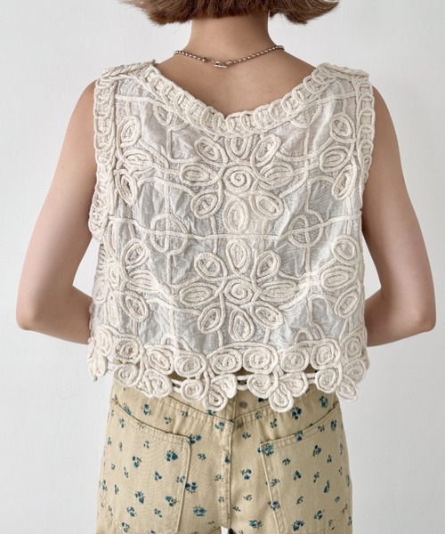 セール】フラワーロープ刺繍ビスチェトップス（ベスト）｜SOLLON