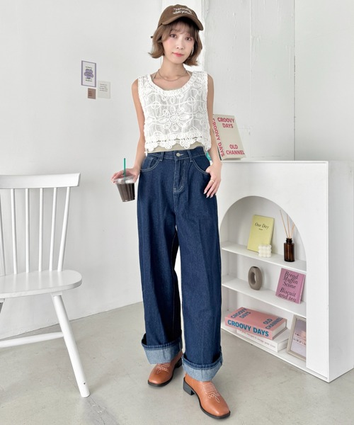 セール】フラワーロープ刺繍ビスチェトップス（ベスト）｜SOLLON