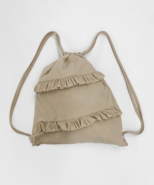 WEGO（ウィゴー）の「WEGO/フリルデザインナップサック（バックパック/リュック・レディース・ブラウン/ベージュ・FREE）」の8枚目の写真