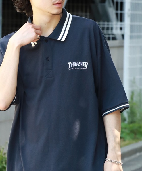 THRASHER(スラッシャー)の「【THRASHER/スラッシャー】襟ライン半袖ポロTシャツ(ポロシャツ・メンズ・ネイビー/ブラック/ホワイト・M/L/XL)」の3枚目の写真
