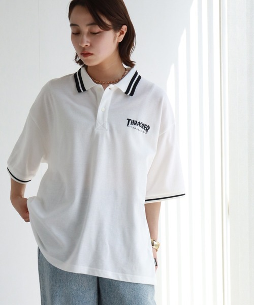 THRASHER(スラッシャー)の「【THRASHER/スラッシャー】襟ライン半袖ポロTシャツ(ポロシャツ・メンズ・ネイビー/ブラック/ホワイト・M/L/XL)」の5枚目の写真