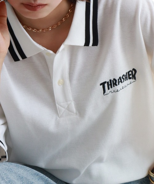THRASHER(スラッシャー)の「【THRASHER/スラッシャー】襟ライン半袖ポロTシャツ(ポロシャツ・メンズ・ネイビー/ブラック/ホワイト・M/L/XL)」の6枚目の写真