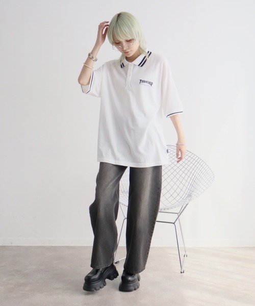 THRASHER(スラッシャー)の「【THRASHER/スラッシャー】襟ライン半袖ポロTシャツ(ポロシャツ・メンズ・ネイビー/ブラック/ホワイト・M/L/XL)」の11枚目の写真