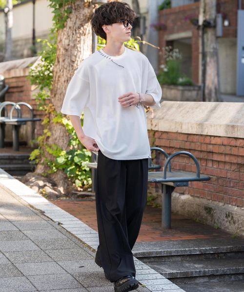 Rocky Monroe(ロッキーモンロー)の「オーバーサイズ ハンドステッチ半袖Tシャツ(Tシャツ/カットソー・メンズ・ネイビー/ホワイト/ブラック/チャコール・XL/L/M)」の16枚目の写真