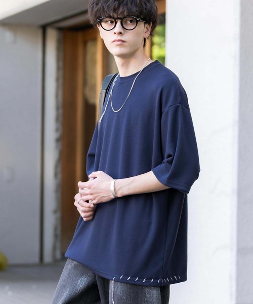 Rocky Monroe(ロッキーモンロー)の「オーバーサイズ ハンドステッチ半袖Tシャツ(Tシャツ/カットソー・メンズ・ネイビー/ホワイト/ブラック/チャコール・XL/L/M)」の22枚目の写真
