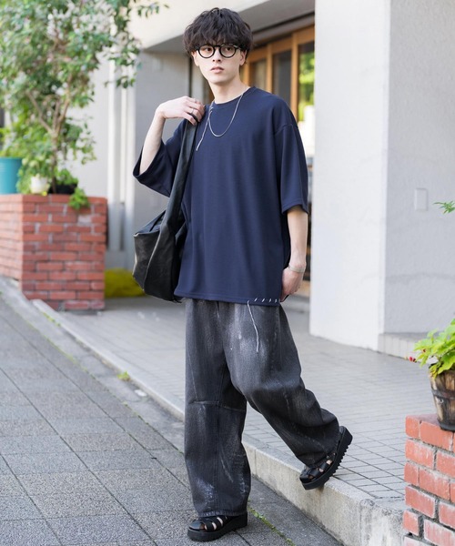 Rocky Monroe(ロッキーモンロー)の「オーバーサイズ ハンドステッチ半袖Tシャツ(Tシャツ/カットソー・メンズ・ネイビー/ホワイト/ブラック/チャコール・XL/L/M)」の20枚目の写真