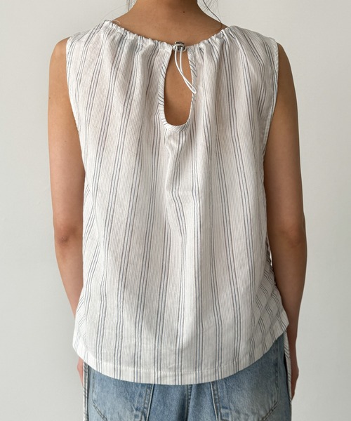 CANAL JEAN（キャナルジーン）の「El mar　ストライプサイドギャザータンク（シャツ/ブラウス・レディース・アイボリー/グレー・ONE SIZE）」の11枚目の写真