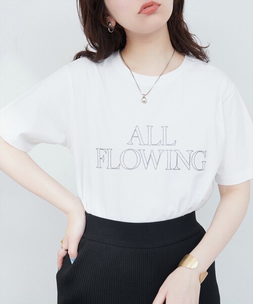 natural couture(ナチュラルクチュール)の「【サスティナ企画】ラメ抜きロゴTシャツ(Tシャツ/カットソー・レディース・オフホワイト/サックスブルー/ブラウン・FREE)」の5枚目の写真