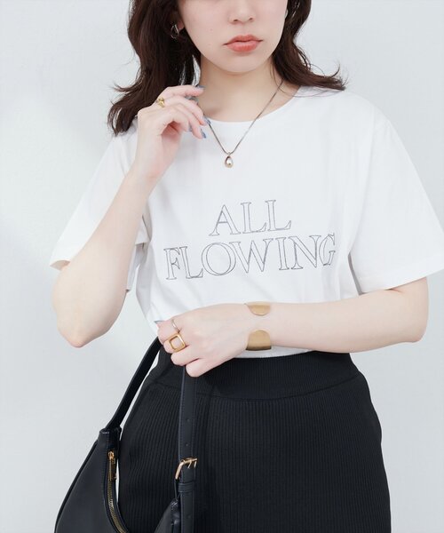 natural couture(ナチュラルクチュール)の「【サスティナ企画】ラメ抜きロゴTシャツ(Tシャツ/カットソー・レディース・オフホワイト/サックスブルー/ブラウン・FREE)」の6枚目の写真
