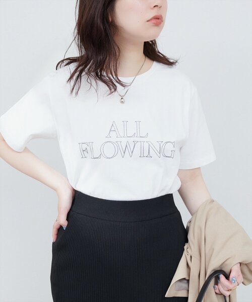 natural couture(ナチュラルクチュール)の「【サスティナ企画】ラメ抜きロゴTシャツ(Tシャツ/カットソー・レディース・オフホワイト/サックスブルー/ブラウン・FREE)」の7枚目の写真