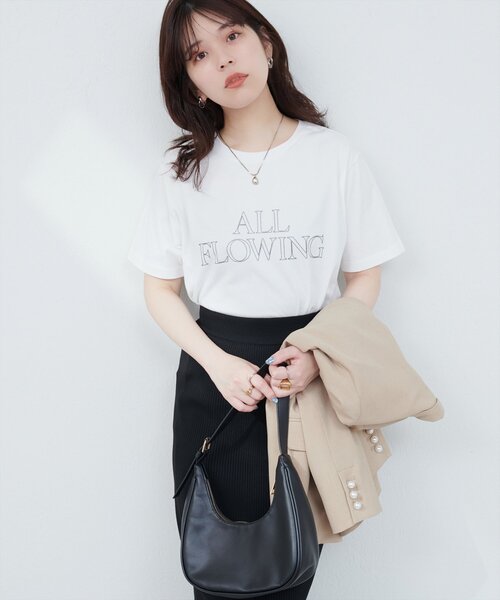 natural couture(ナチュラルクチュール)の「【サスティナ企画】ラメ抜きロゴTシャツ(Tシャツ/カットソー・レディース・オフホワイト/サックスブルー/ブラウン・FREE)」の8枚目の写真