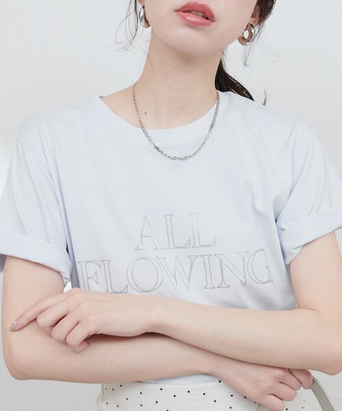 natural couture(ナチュラルクチュール)の「【サスティナ企画】ラメ抜きロゴTシャツ(Tシャツ/カットソー・レディース・オフホワイト/サックスブルー/ブラウン・FREE)」の17枚目の写真