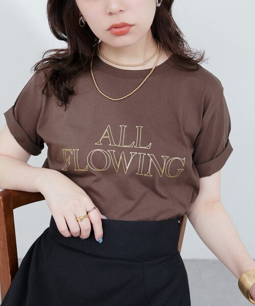 natural couture(ナチュラルクチュール)の「【サスティナ企画】ラメ抜きロゴTシャツ(Tシャツ/カットソー・レディース・オフホワイト/サックスブルー/ブラウン・FREE)」の12枚目の写真
