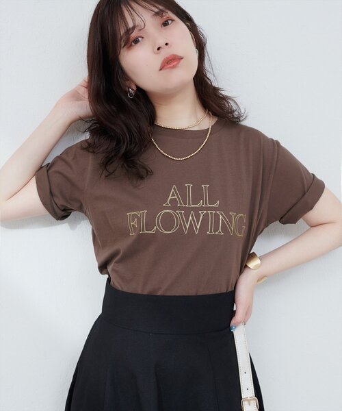 natural couture(ナチュラルクチュール)の「【サスティナ企画】ラメ抜きロゴTシャツ(Tシャツ/カットソー・レディース・オフホワイト/サックスブルー/ブラウン・FREE)」の13枚目の写真