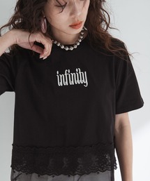 bohmal | ロゴ刺繍裾レース付きTシャツ(Tシャツ/カットソー)