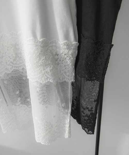 bohmal（ボマール）の「ロゴ刺繍裾レース付きTシャツ（Tシャツ/カットソー・レディース・ホワイト/ブラック・FREE）」の12枚目の写真