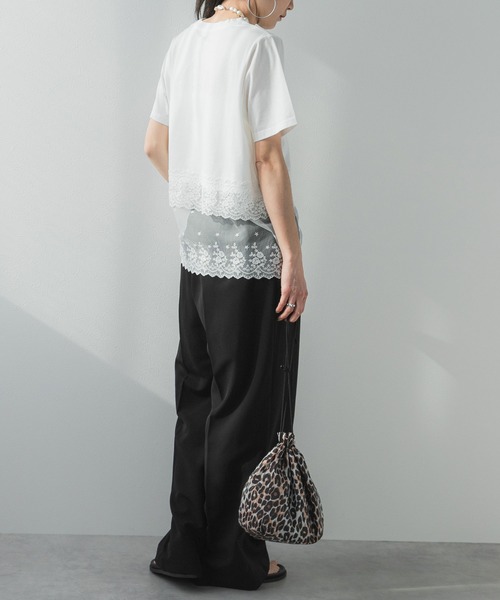 bohmal（ボマール）の「ロゴ刺繍裾レース付きTシャツ（Tシャツ/カットソー・レディース・ホワイト/ブラック・FREE）」の20枚目の写真