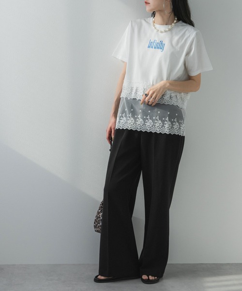 bohmal（ボマール）の「ロゴ刺繍裾レース付きTシャツ（Tシャツ/カットソー・レディース・ホワイト/ブラック・FREE）」の21枚目の写真