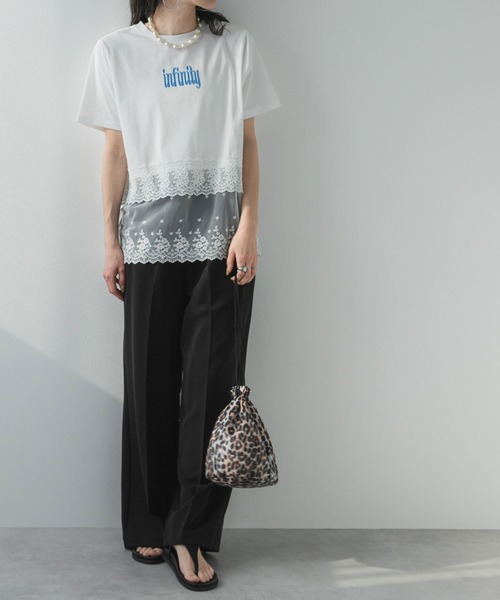 bohmal（ボマール）の「ロゴ刺繍裾レース付きTシャツ（Tシャツ/カットソー・レディース・ホワイト/ブラック・FREE）」の22枚目の写真