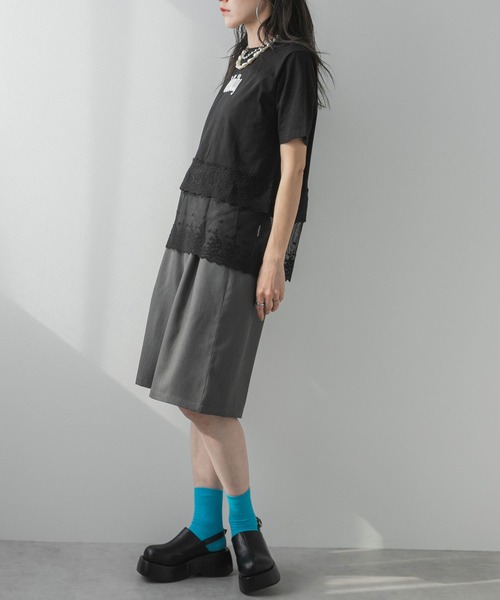 bohmal（ボマール）の「ロゴ刺繍裾レース付きTシャツ（Tシャツ/カットソー・レディース・ホワイト/ブラック・FREE）」の19枚目の写真