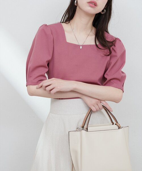 natural couture（ナチュラルクチュール）の「【WEB限定】前後2WAYパフスリーブブラウス（シャツ/ブラウス・レディース・ピンク/ブラック/グレー・FREE）」の3枚目の写真