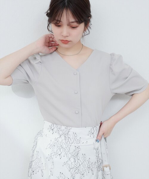2way パフスリーブトップス 洗える】2WAYパフスリーブトップス(カットソー・Tシャツ