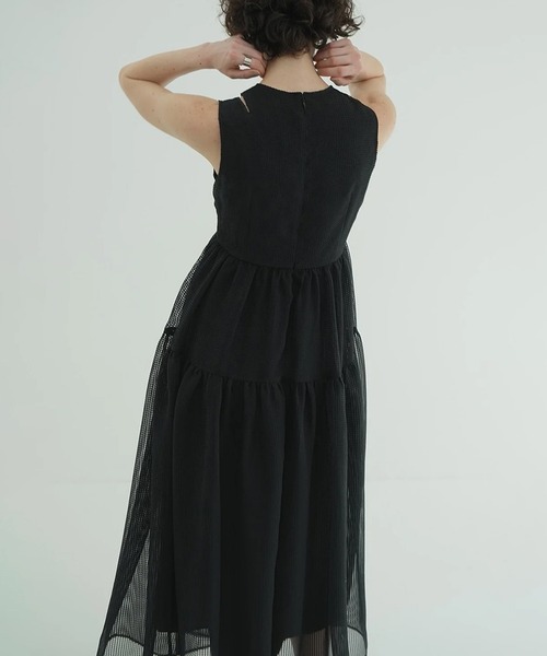 ワンピース CLANE SHEER PLAID FLARE ONEPIECE セール】SHEER PLAID FLARE ONEPIECE（ワンピース）｜CLANE