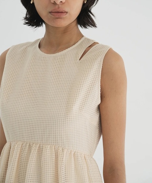 ワンピース CLANE SHEER PLAID FLARE ONEPIECE SHEER PLAID FLARE ONEPIECE｜DRESS(ドレス)｜CLANE OFFICIAL