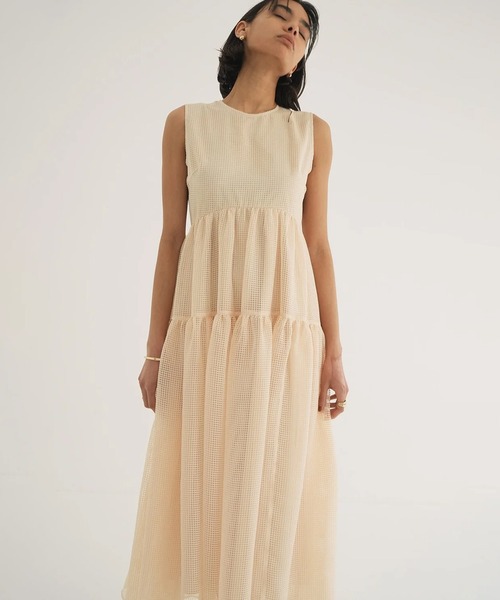 セール】SHEER PLAID FLARE ONEPIECE（ワンピース）｜CLANE（クラネ